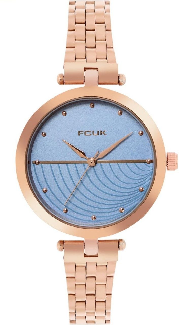 FCUK Sky Blue Patterned Dial Analog Quartz Watch for Women @1288