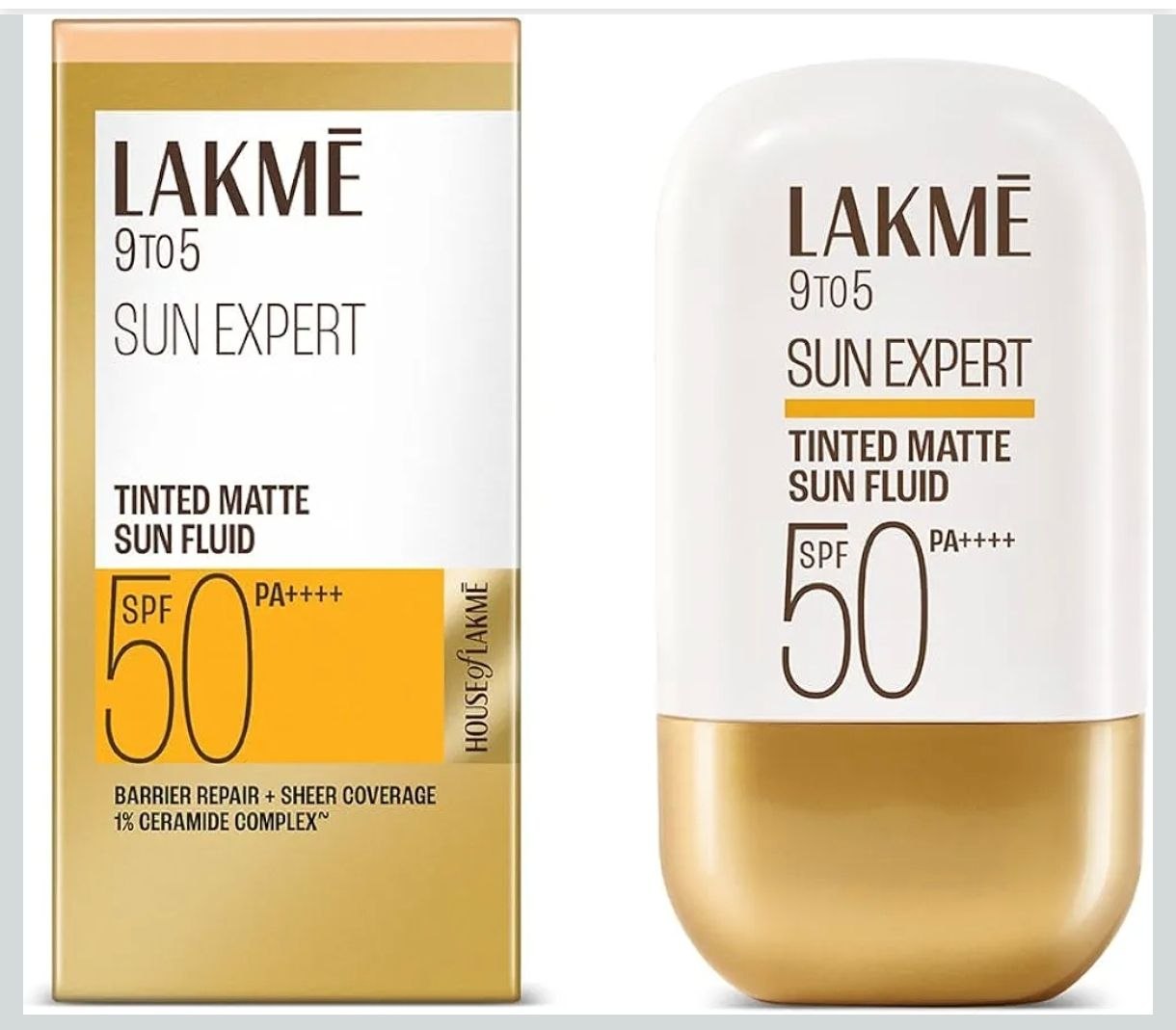 Lakme Sun Expert Tinted Dry Matte Sunscreen Fluid SPF 50+ PA++++ | 1% Ceramide Complex for Skin Barrier Repair