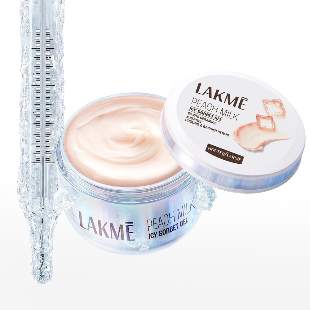 Buy Lakmē Peach Milk Icy Sorbet Gel: First Ever Cooling Face Moisturizer with 2% Pro-Ceramides, Peptides & Pen