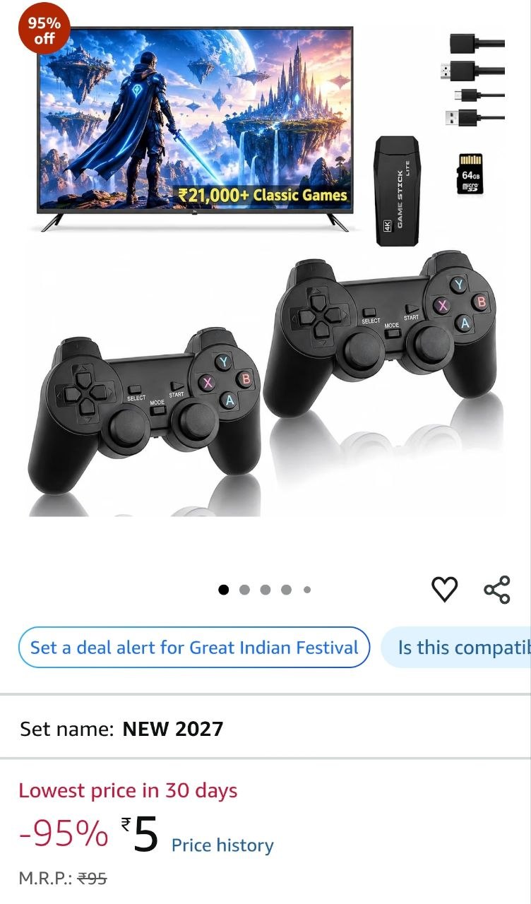 Buy esportic 𝟏𝟓 𝐘𝐞𝐚𝐫 𝐖𝐚𝐫𝐫𝐚𝐧𝐭𝐲 Retro Game Stick Plug & Play 4K Video Game for TV | 21,000+ Classi