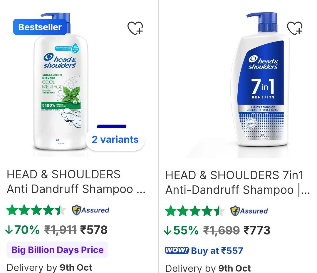 Flipkart | Upto 70% Off On Head & Shoulder Shampoos.