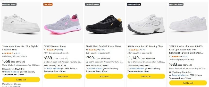 Amazon: Upto 45% OFF on SPARX Shoes
