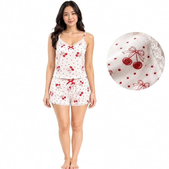 Buy Women’s Satin Night Suit Set with Camisole Top and Matching Shorts, Sleeveless Spaghetti Strap Sleepwear w