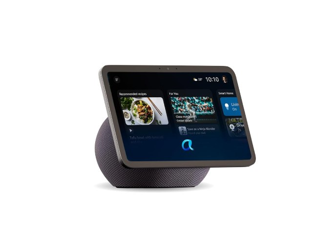 Amazon Echo Show 8, vibrant 8.7" HD display with Alexa+, spatial audio, new sleek design, smart home controls,